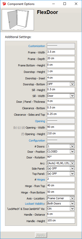 FlexDoor Component Options Screen2 FlexDoor Component Options Screen2