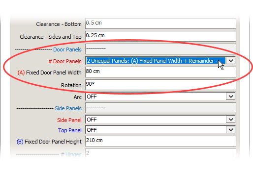 Unequal FlexDoor Panels Options Window [Image]