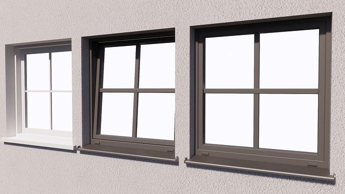 Original and the modified windows rendered in Enscape.