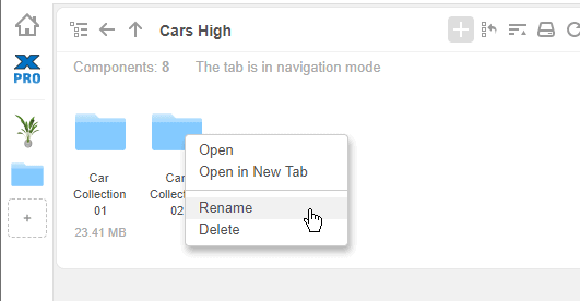 Right Click to delete or rename folders