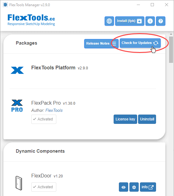 How to check for flextools updates