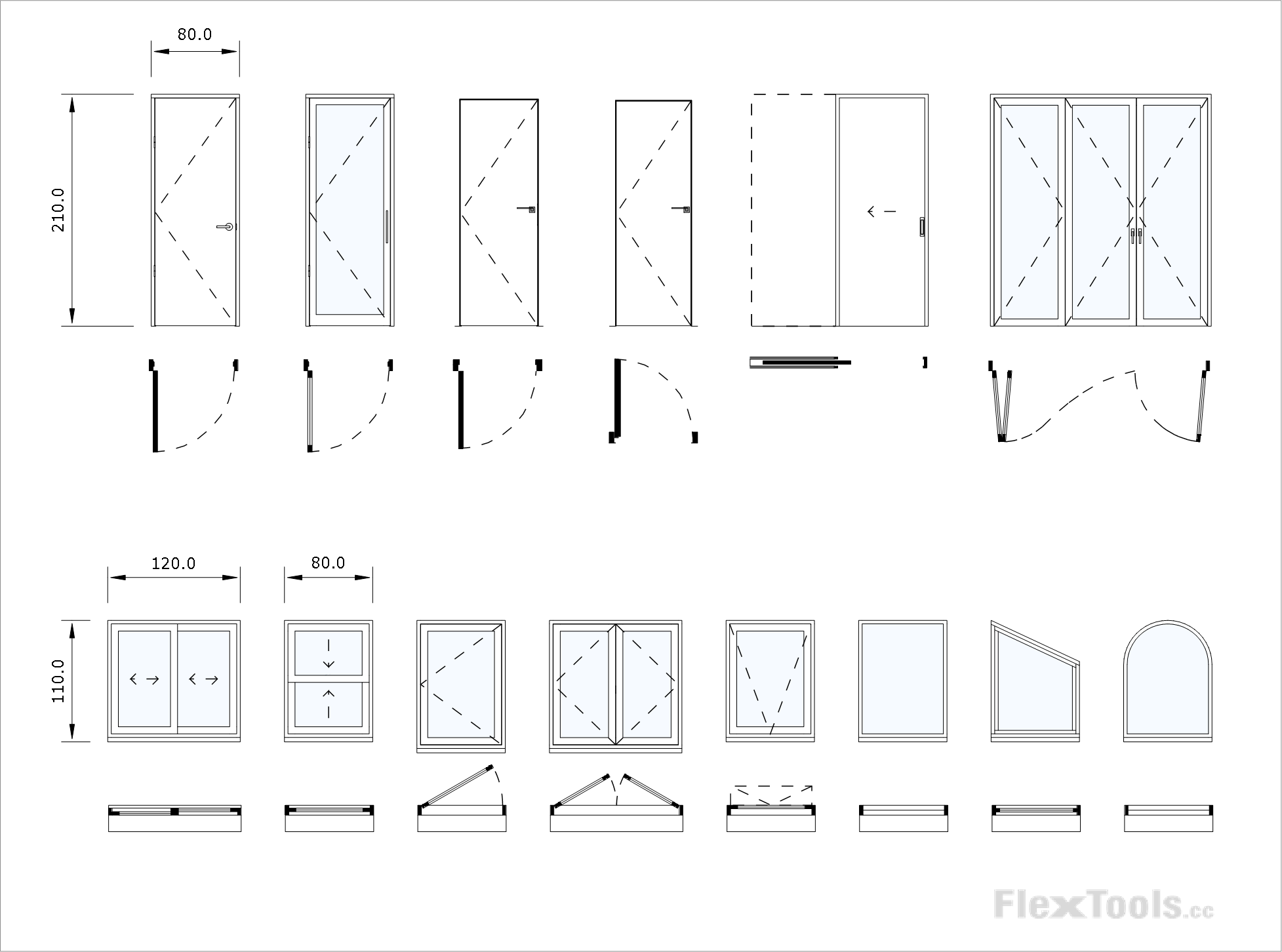 doors and windows in plan and elevation