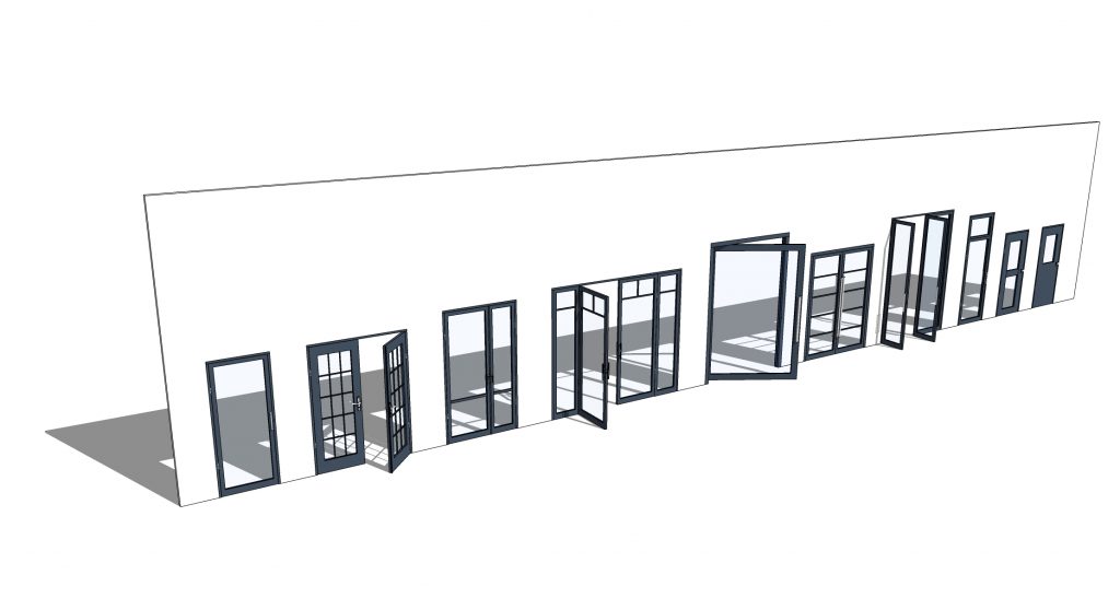 Image of a wide selection of design options for FlexTools glass door components