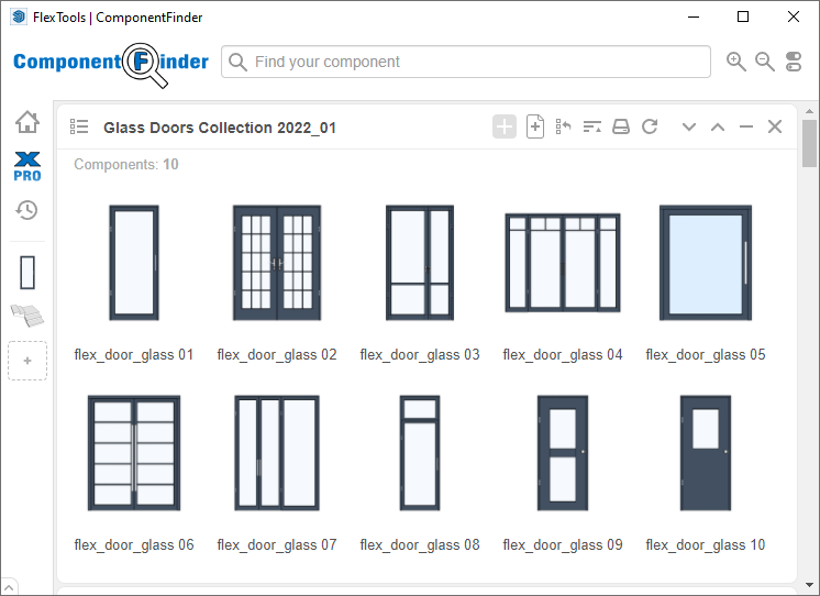 glass door collection in component finder