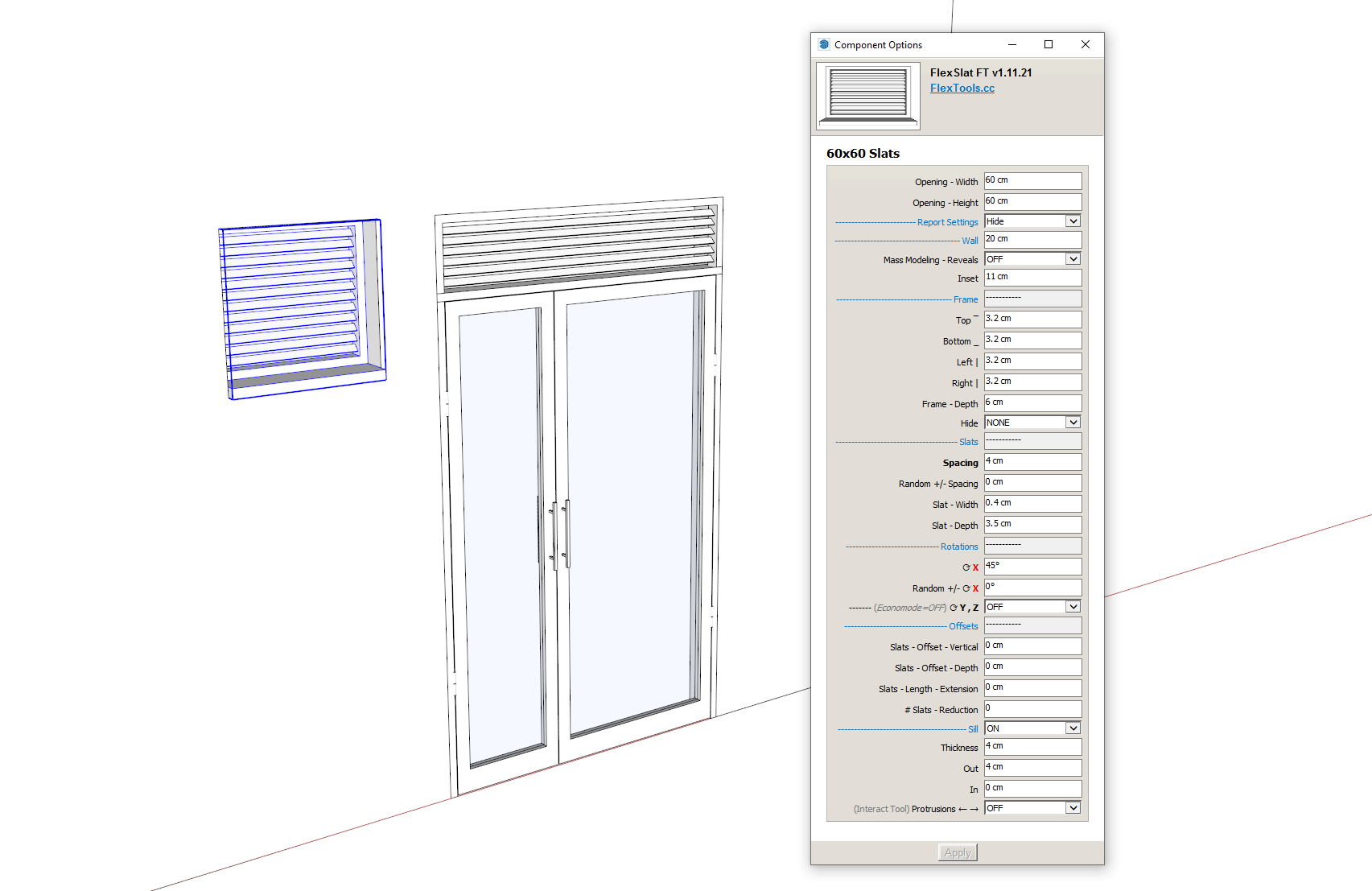 Example of Component Options, Updated FlexSlat component