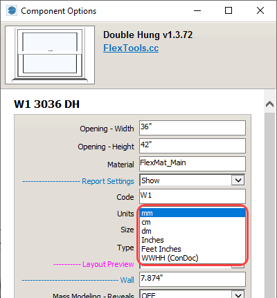 choosing units in sketchup