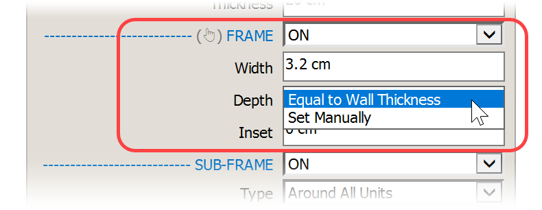 Set frame depth to equal wall depth