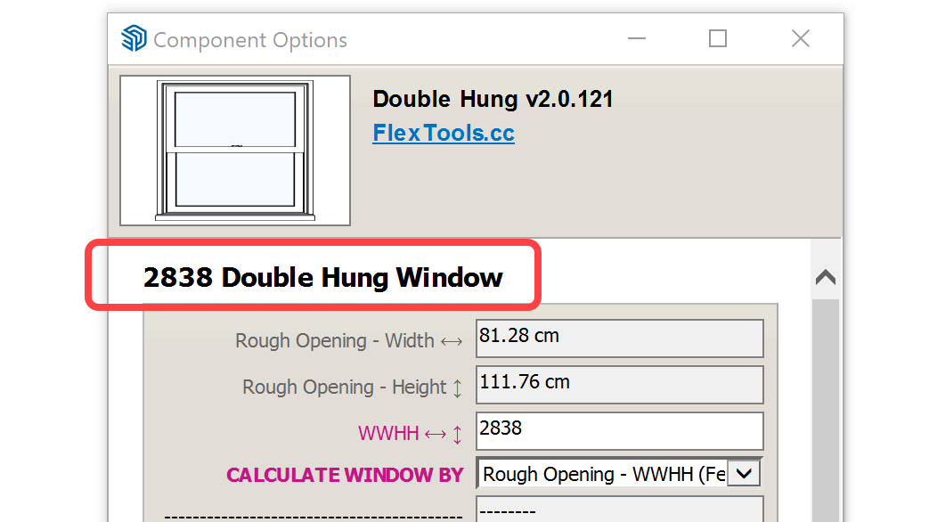 Showing the measurements of a double hung window in WWHH